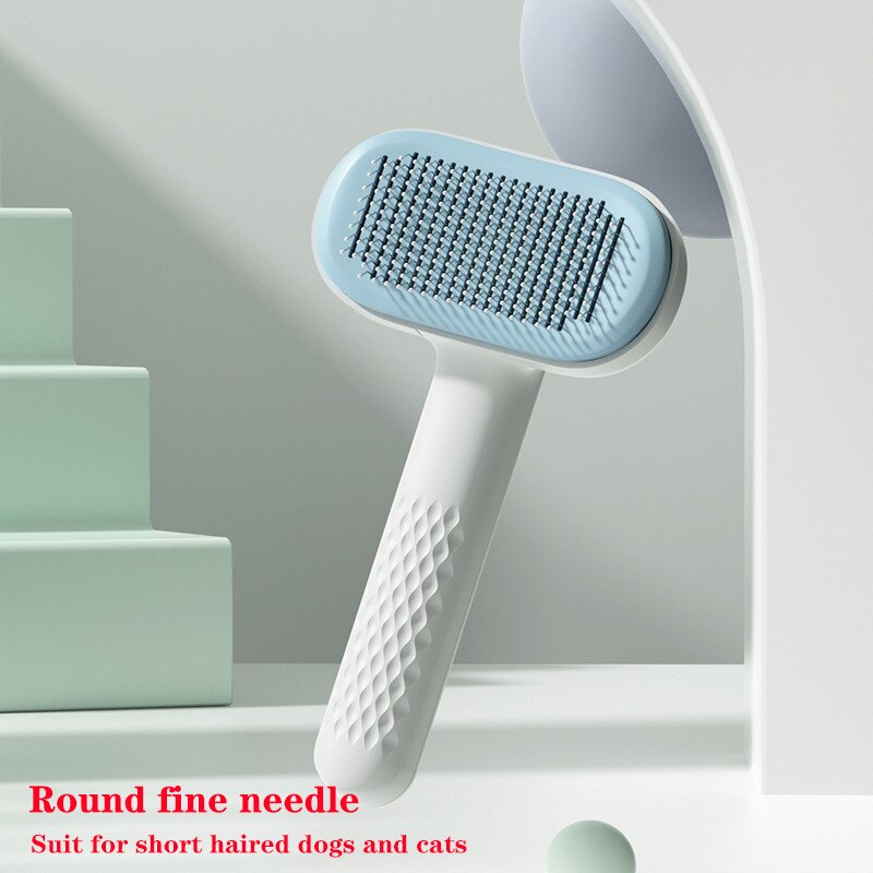 Zelfreinigende Borstel Voor Hond En Kat Verwijdert Haar Massages Huisdier Haaruitval Kam Pet Grooming Borstels Speciale Naald Kam: white round needle