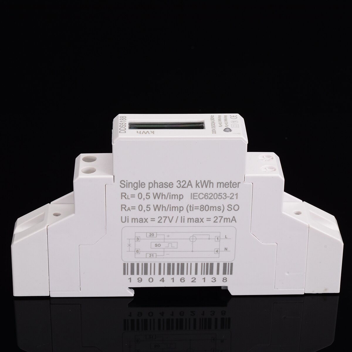 DDS5188 DIN Rail kWh Meter LED Display AC Meter Electronic Meter Digital DIN Kilowatt Hour LCD 5 (32)A with S0 For DIN Rail