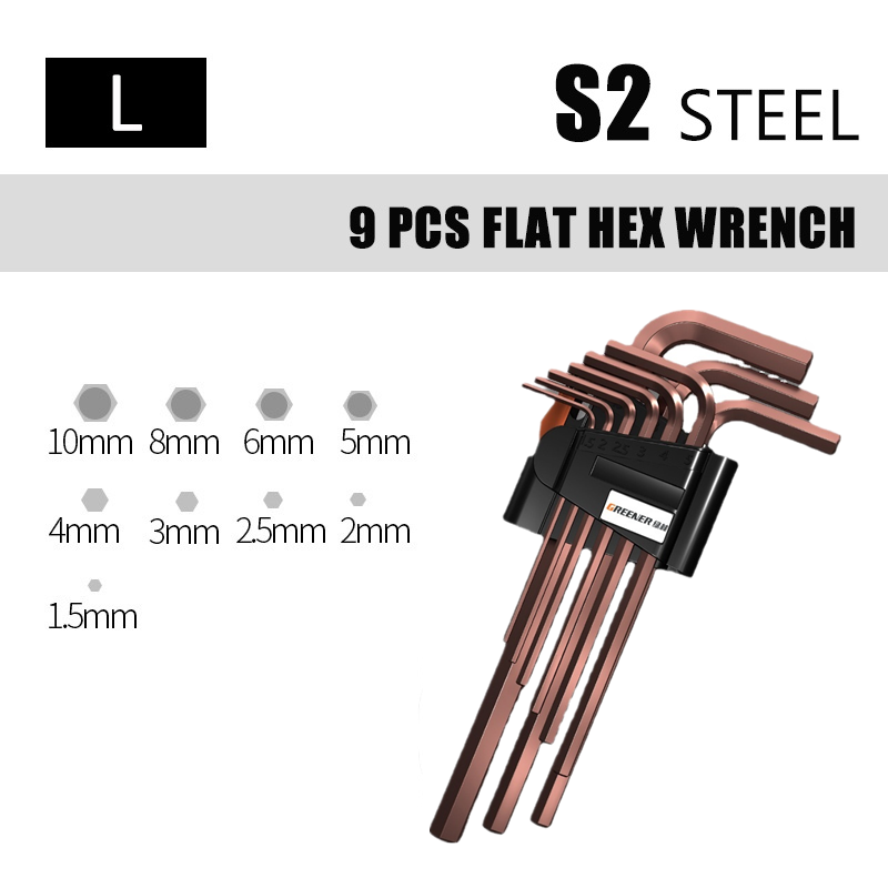 QUK Hex Wrench Set Screwdriver Universal Allen Key 1.5mm-10mm 9PCS Double-End L Type Hexagon Flat Ball Spanner Metric Hand Tools: BS18-L FLAT