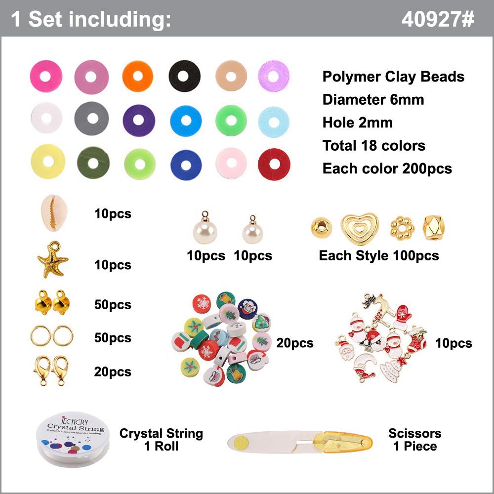 Letter/Christmas Style Polymer Clay Beads Bracelets Necklace Making Set Jewelry Making Kits DIY Handmade Accessories Supplies: Christmas 40927