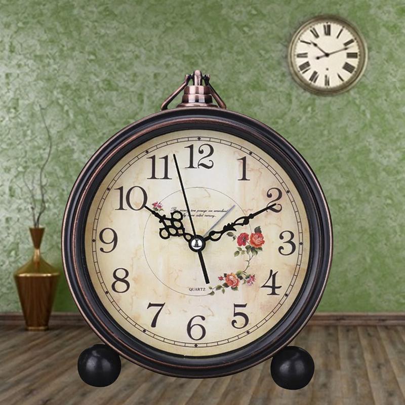 1Pc Decoratieve Retro Silent Antieke Vintage Stijl Non-Tikkende Wekker Desk Wekker Voor Home