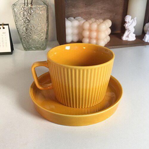 Tasses à expresso en céramique originales, Service à café pour petit déjeuner, Service à thé de l&#39;après-midi: yellow set