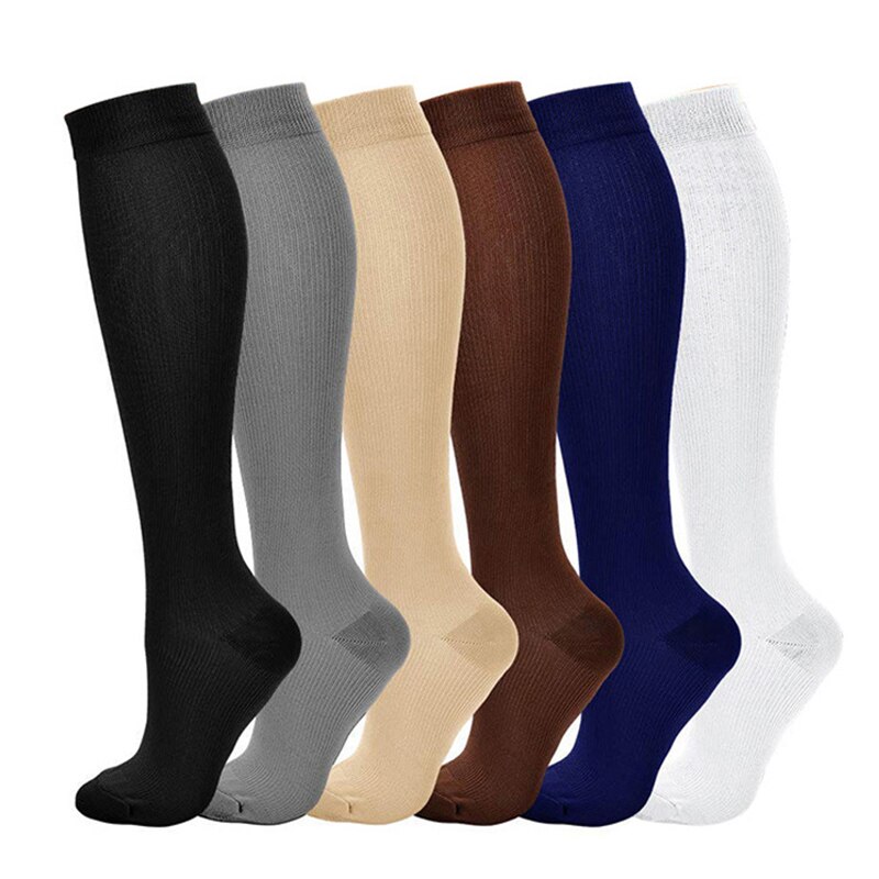 Varicose Vein Leg Relief Pain Knee Socks Pressure Compression Stockings Unisex Solid Color Thigh High Socks Nylon Long Socks