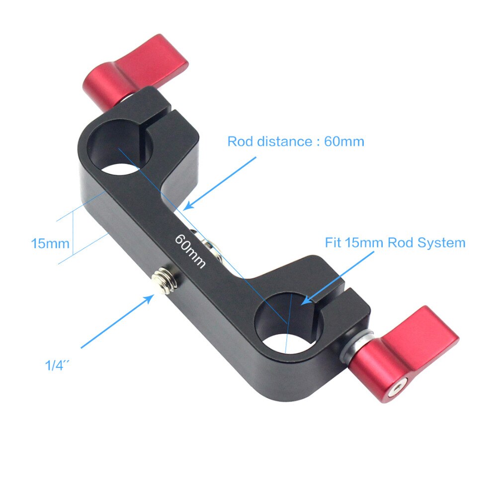 Stavklämma monteringsadapter med 1/4 " skruv för 15mm räls stavsystem för 5 d 2 5 d 3 60d 600d dslr kamera fotostudio tillbehör