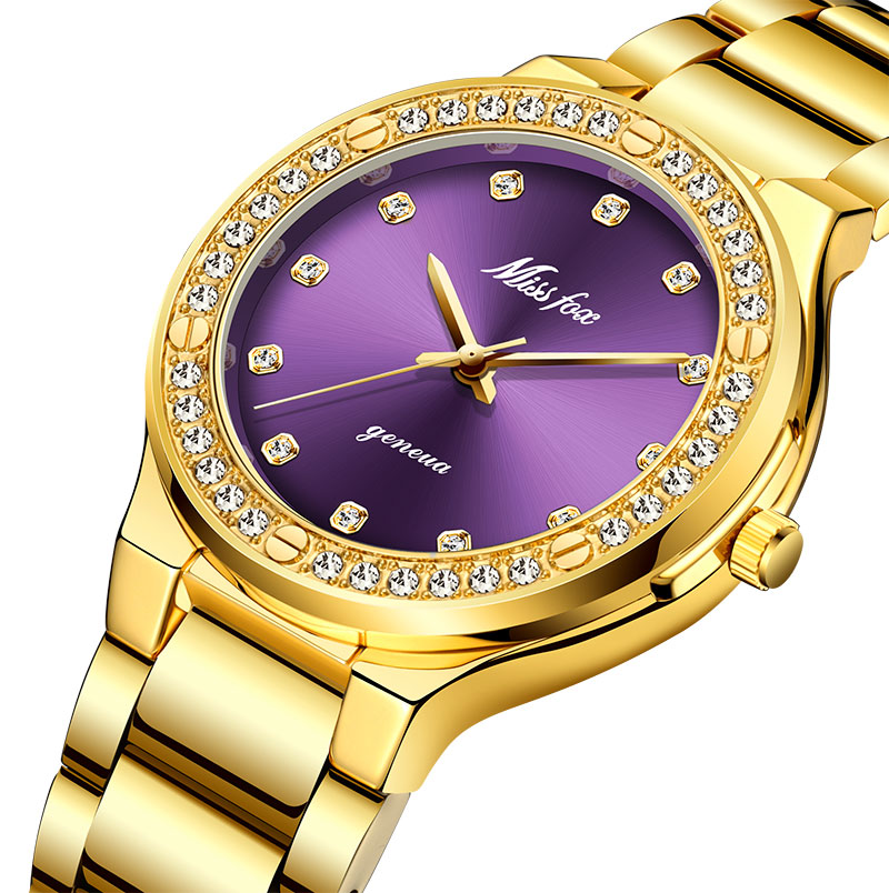 Missfox dameshorloge, beroemd merk luxe zakelijke zilveren polshorloges, waterdichte stalen armband, klok voor geliefden: 2742- gp