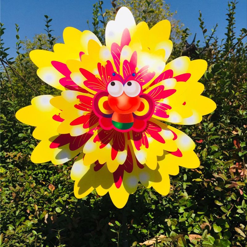 Wind Spinner Drie Lagen Zonnebloem Outdoor Tuin Decoratie Windmolen Pinwheel Kinderen Kinderen Speelgoed Cartoon Funny Games Rot