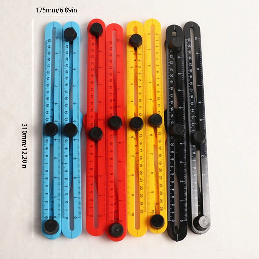 Multifunctional Abs Live Four-Square Ruled Plastic Activity Four-Fold Ruler Measuring Tool Folding Ruler Multi-Angle Ruler