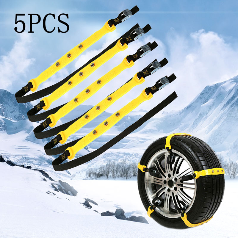 Cadena de nieve para coche 5x 3 Universal, cadena de correa antideslizante para neumáticos, cadena de invierno segura para conducir, cadena de neumático para barro antideslizante para Jeep SUV