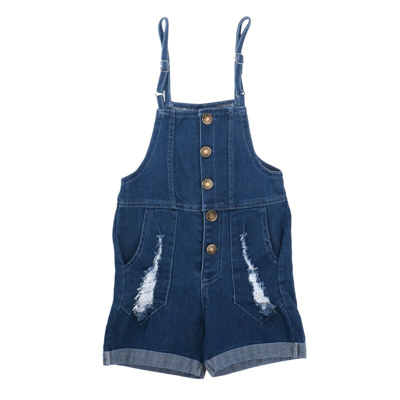 Pudcoco Kids Overalls Jongens Meisjes Denim Broek Knop Riem Bule Gaten Pockets Korte Jumpsuit Playsuit 2 Stijlen 1-6Y: B / 4T