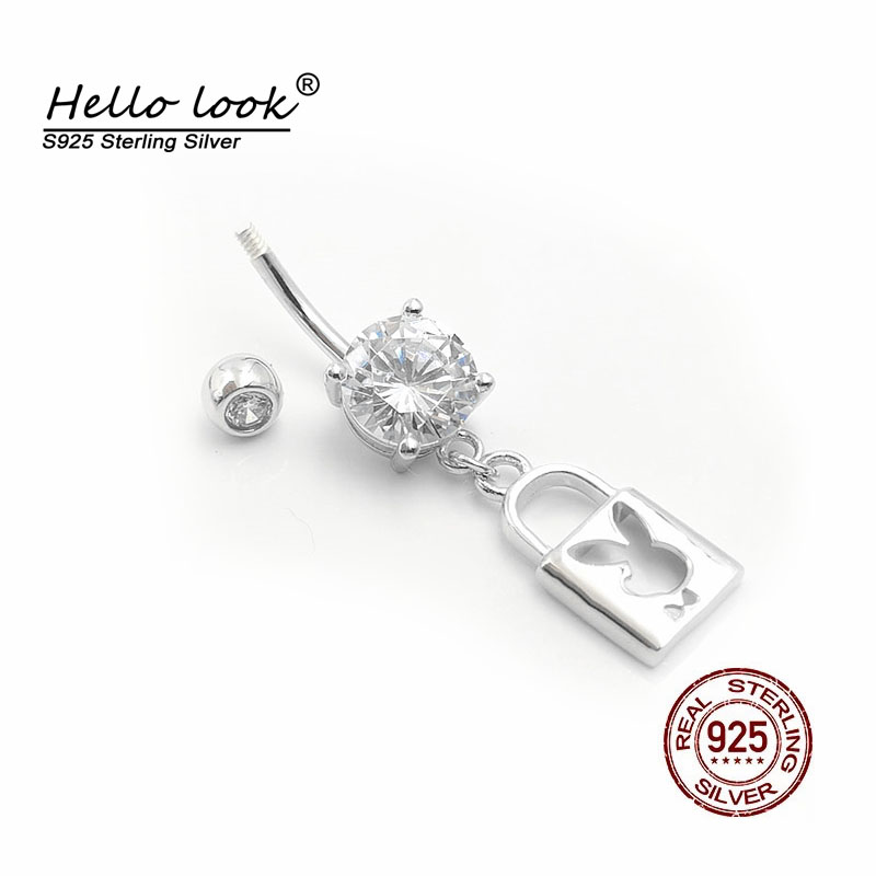 Hallolook – Piercing de nombril en argent Sterling 925, pendentif, anneaux de nombril pour femmes, Sexy, Anti-allergie, bijoux pour le corps