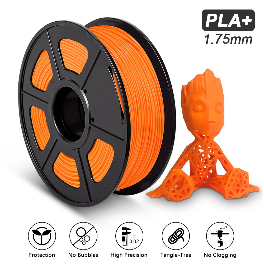 Filament d'imprimante 3D 1kg PLA Plus PLA + dureté élevée qui respecte l'environnement 1.75mm tolérance +/-0.02mm matériel d'impression 100% aucune bulle: PLA PLUS  ORANGE