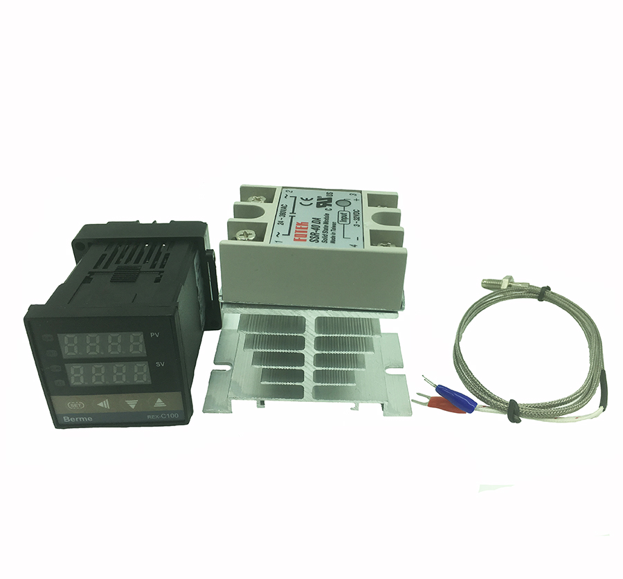 REX-C100 digital thermostat temperature controller SSR output K type thermocouple sensor 48 x 48 +SSR 40DA solid relay+sensor