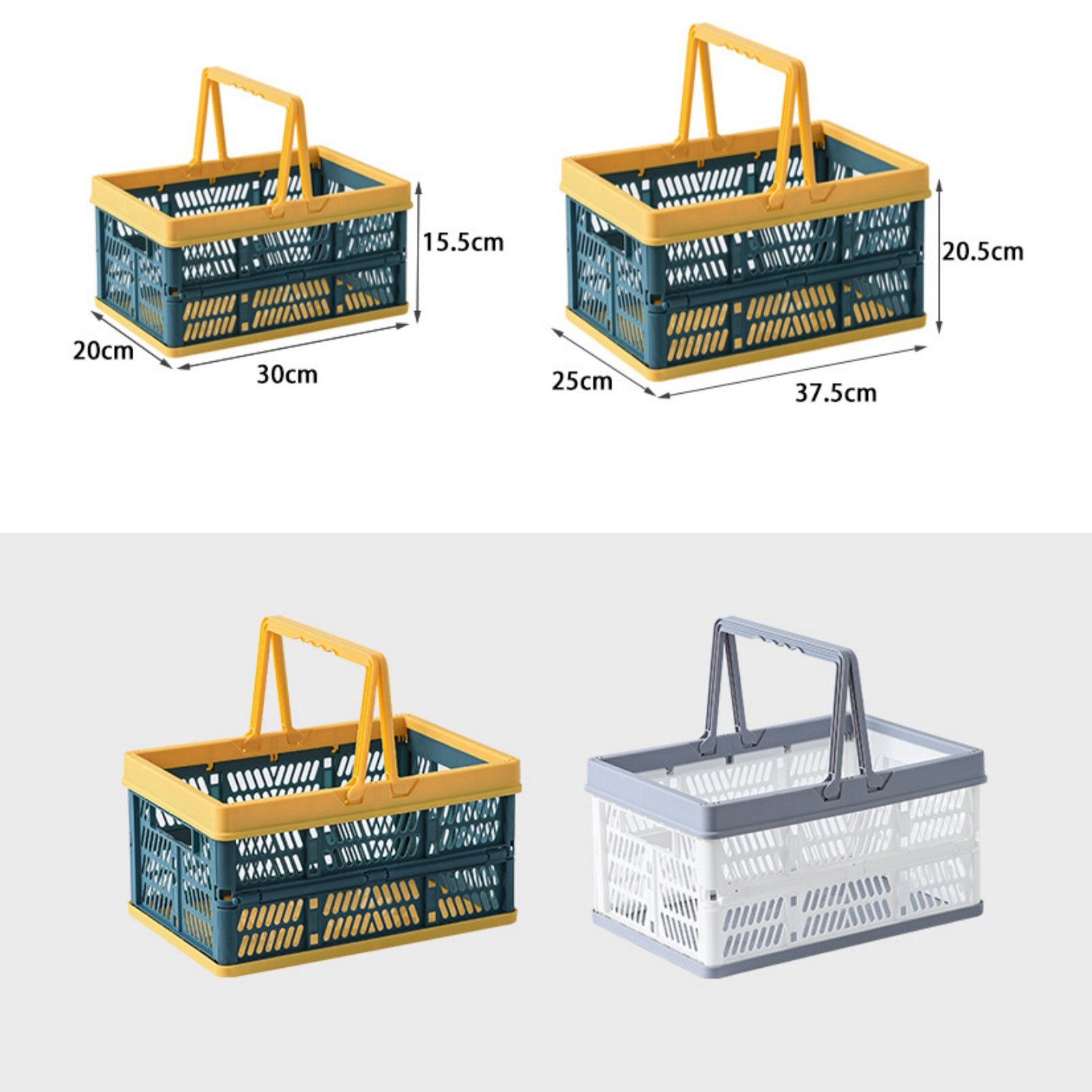 Portable Basket Folding Plastic Storage Crate Box Food Snacks Picnic Basket Home Office Desktop Organizer Container
