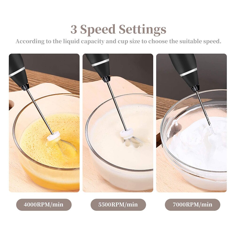 Batidor de doble resorte recargable por USB, Espumador de leche eléctrico, utensilio manual de acero inoxidable para hacer espuma de leche, mezclador de bebidas, dos velocidades