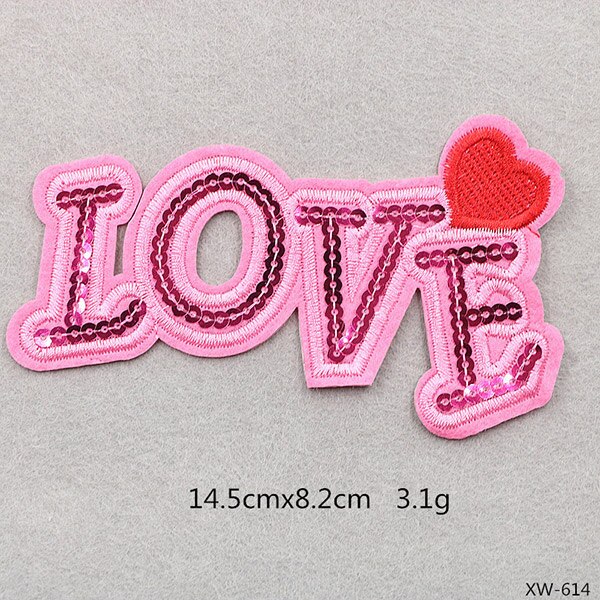 Angel Love Pretty Pailletten Woorden Letters Ijzer Geborduurde Patches Voor kleding Meisje kleding Stickers Kledingstuk Applicaties: 1