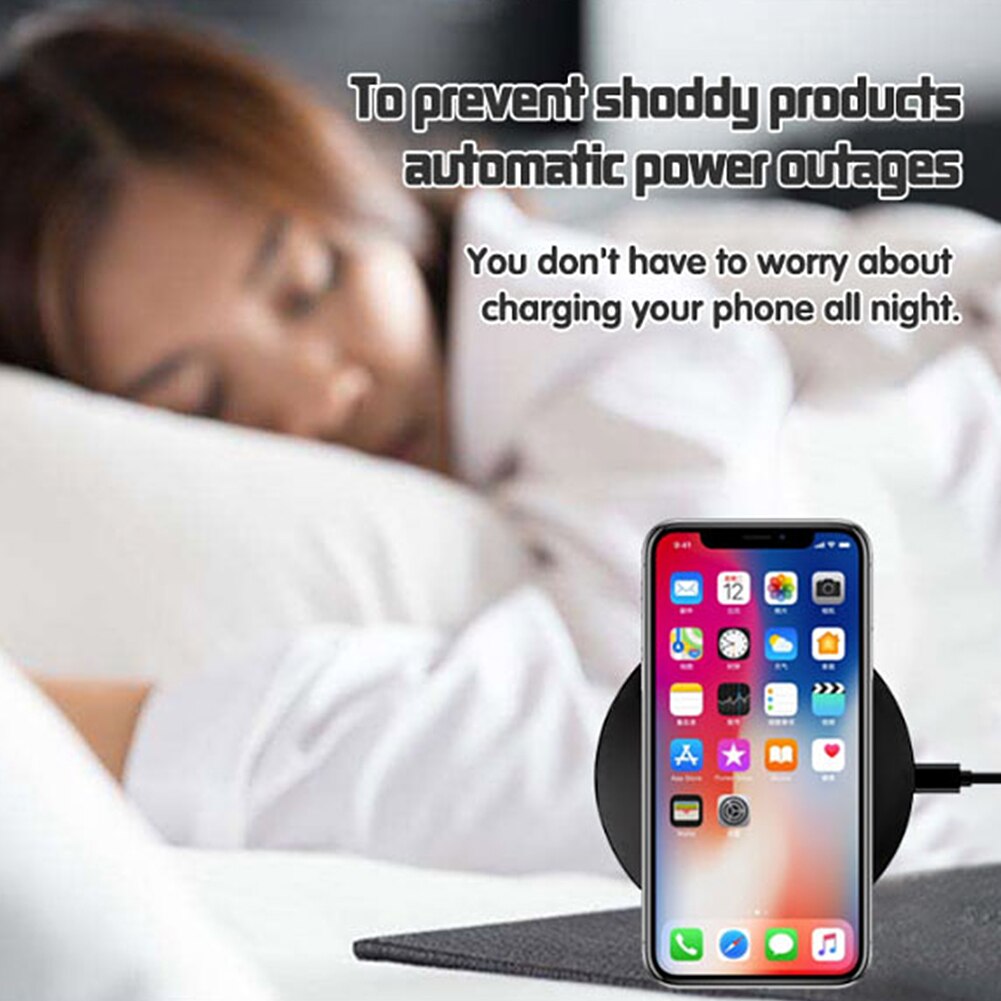 Ultraslank qi trådløs oplader, opladerpude, abs-ramme til iphone x/iphone 8/8 plus galaxy  s8/ note 8/s7/s7 kant sort