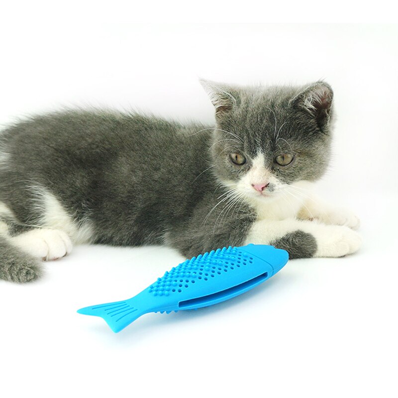 Cat Teeth Cleaning Dental Care Chew Stick Catnip Toys For Pet Cat Toy Interactive Fish Catnip Toys Safe Food Grade Silicone