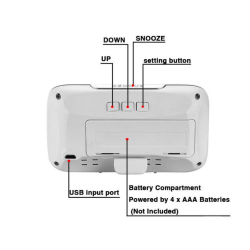 Digital LED Alarm Clock Large Screen Snooze Battery Powered Voice Control Clocks