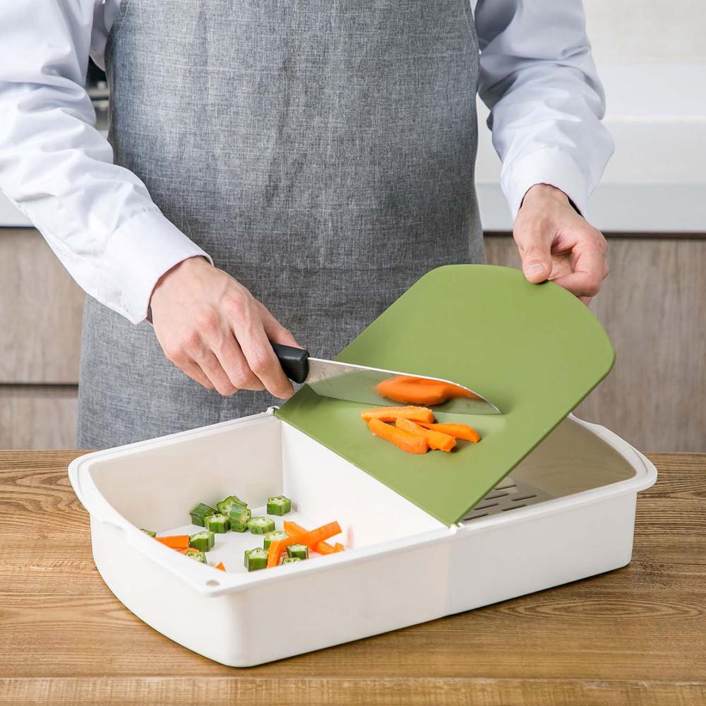 3 In 1 Snijplank Keuken Multifunctionele Clamshell Cut Fruit Snijplank Huishoudelijke Plastic Afvoer Mand Snijplank