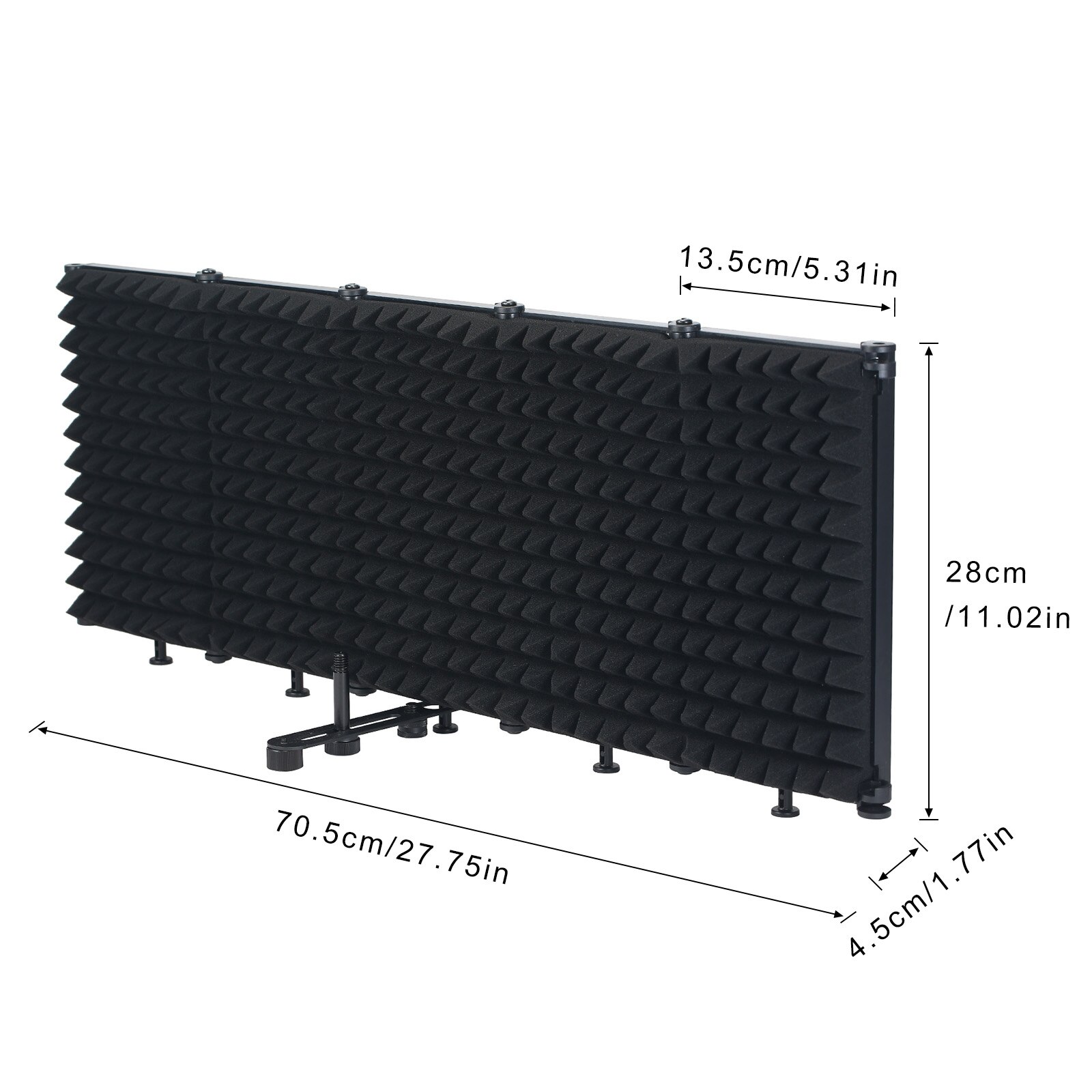 Protector de aislamiento para micrófono Pantalla de viento plegable, roscado, espuma absorbente de alta densidad para estudio de grabación, 5 paneles