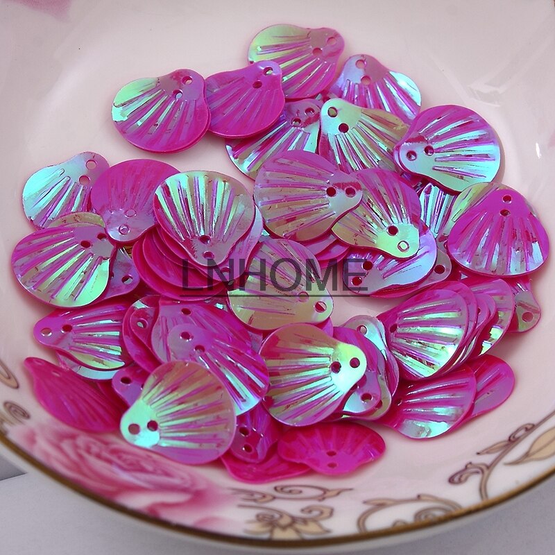 400Pcs 18Mm Grote Shell Pailletten Losse Pvc Pailletten Voor Ambachten Kinderen Naaien Diy Dans Jurk Kleding Accessoires Rose rood Ab