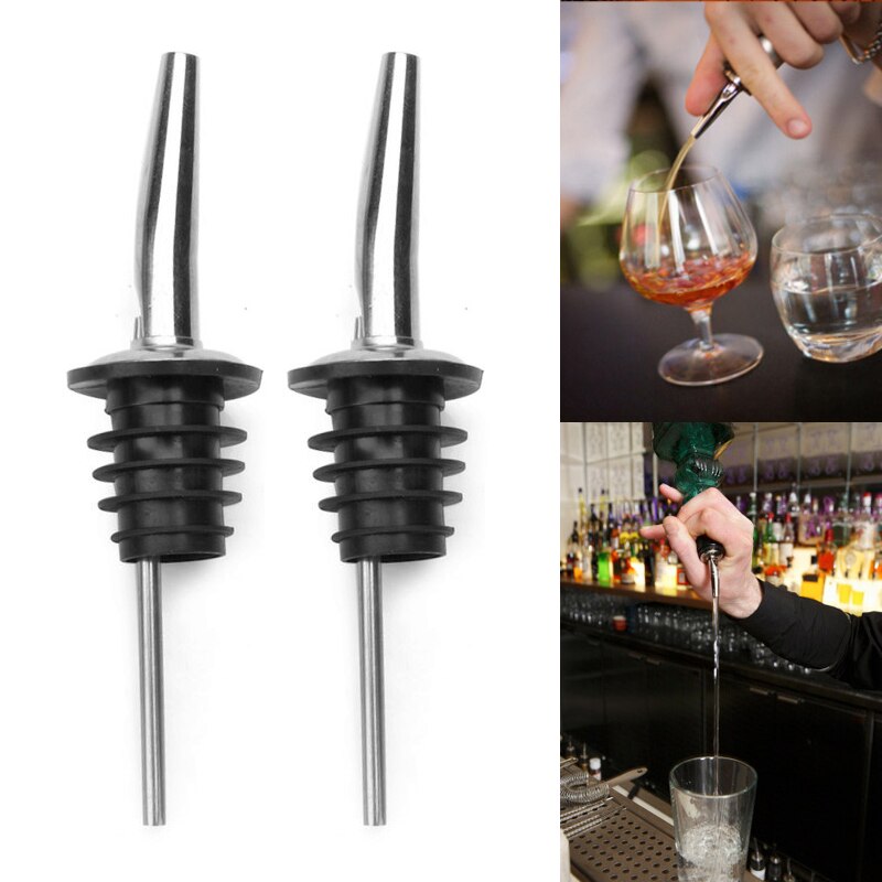1Pcs Durable Food-grade Stainless Steel Liquor Spirit Pourer Flow Wine Bottle Pour Spout Stopper Bar Supplies Pourer Tool: 2PCS