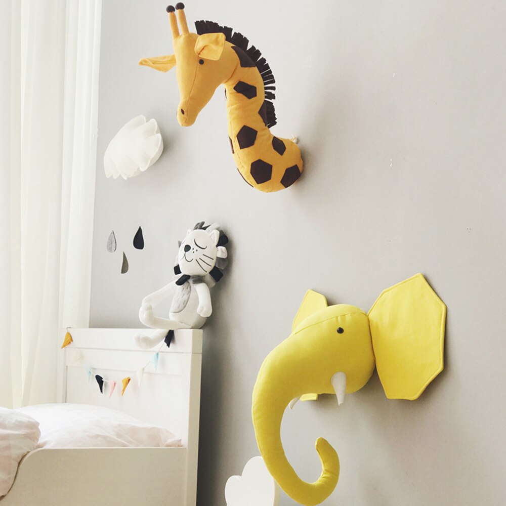 Baby Nursery 3D Wanddecoratie Mount Kawaii Gevulde Olifant/Giraffe/Zebra Muur Opknoping Speelgoed Kinderkamer Decor Kerst