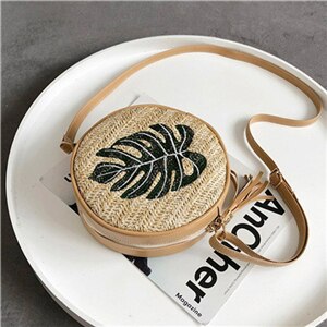 Women Vintage Beach Straw Bag Ladies Handmade Woven Rattan Messenger Handbag Summer Bali Bohemian Crossbody Shoulder Bags: O