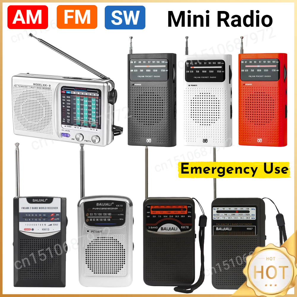 Mini Radio portátil con altavoz incorporado, receptor mundial Retro, Radio de bolsillo con batería, antena telescópica AM/FM para interior del hogar
