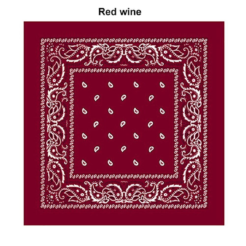 Hiphop katoenen bandana vierkante sjaal 55cm*55cm zwarte rode paisley hoofdband bedrukt voor dames/heren/jongens/meisjes kledingaccessoires: Wijnrood