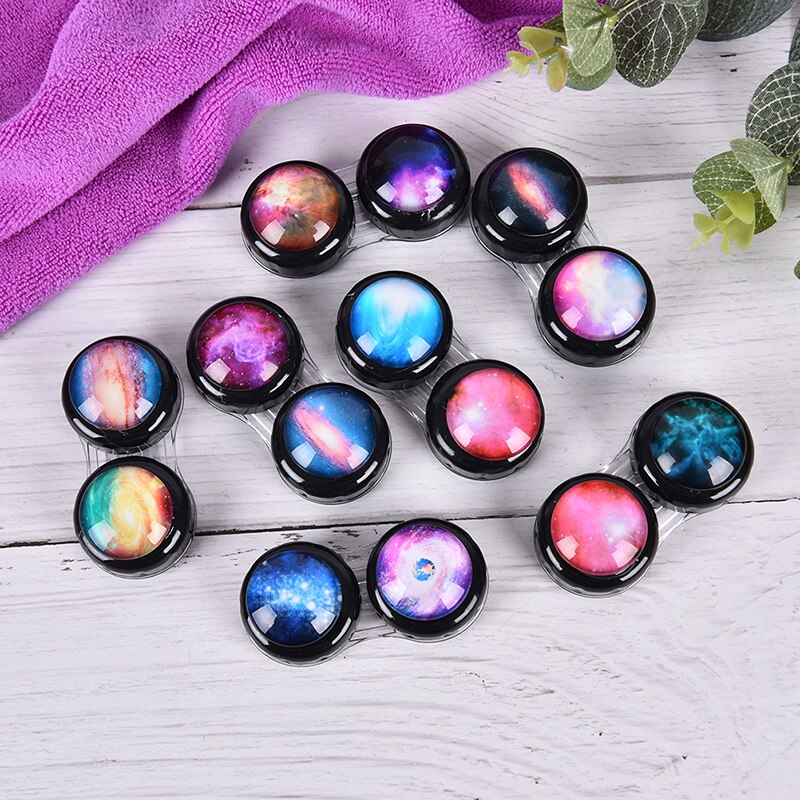 Galaxy Contact Lens Case Cute Milky Way Pocket Box Convenient Travel Box for Lenses Star Container CB0782: CB0782 random 1pc