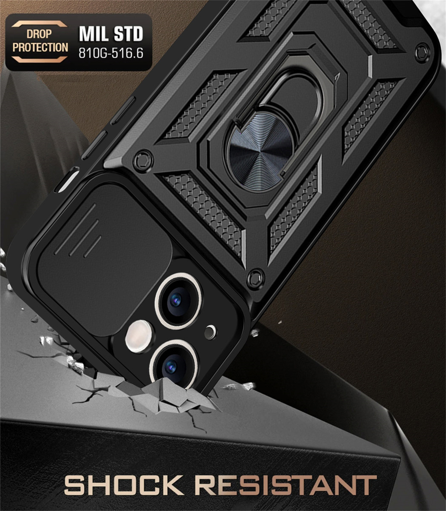 Rüstungshülle für iPhone 13 14 15, stoßfeste Rüstung, Kameraobjektiv-Schutzhülle, Funda Capa, luxuriöser Slide-Kameraobjektivschutz