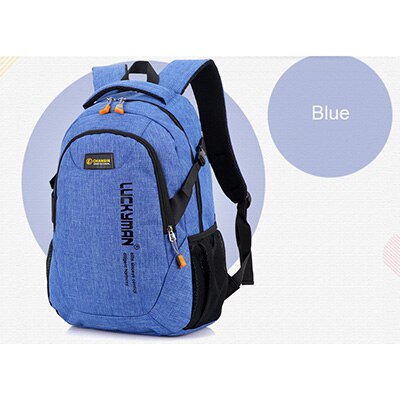 Unisex skoletaske vandtæt nylon mærke skoletaske kvinder rygsæk polyester taske skuldertasker computer packsack: Blå