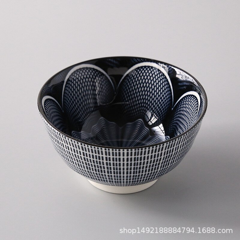 Bol à riz fileté de 4.5 pouces, petit bol de ménage à salade en céramique de Style japonais vaisselle accessoires de cuisine bol Ramen: Rose