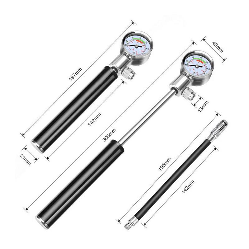 Mini Bike Pump Portable High-pressure Air Shock Pump with Gauge 210Psi Presta Schrader Valve for Mountain Bike Ball Inflatable