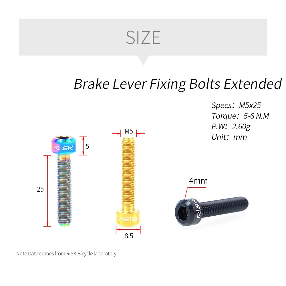 Risico 2 Stks/doos Fiets Remhendel Bevestigingsbouten Uitgebreide Schroeven Voor Gids R Rs Rsc Hydraulische Schijfrem Fastener titanium