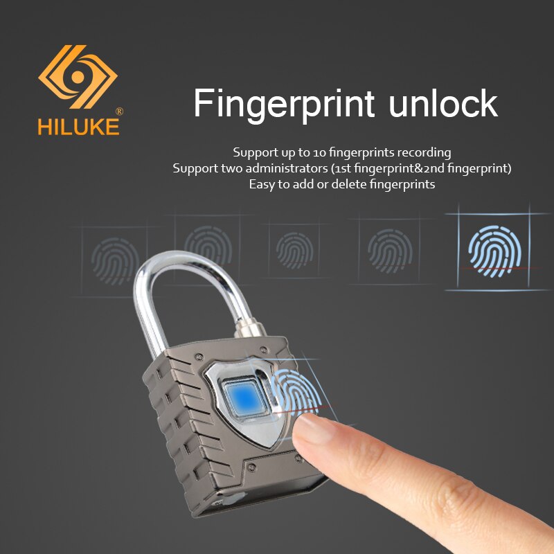 Hiluke Security Keyless Usb Oplaadbare Bluetooth Magazijn Deurslot Vingerafdruk Smart Hangslot Quick Unlock Zinklegering Metalen S