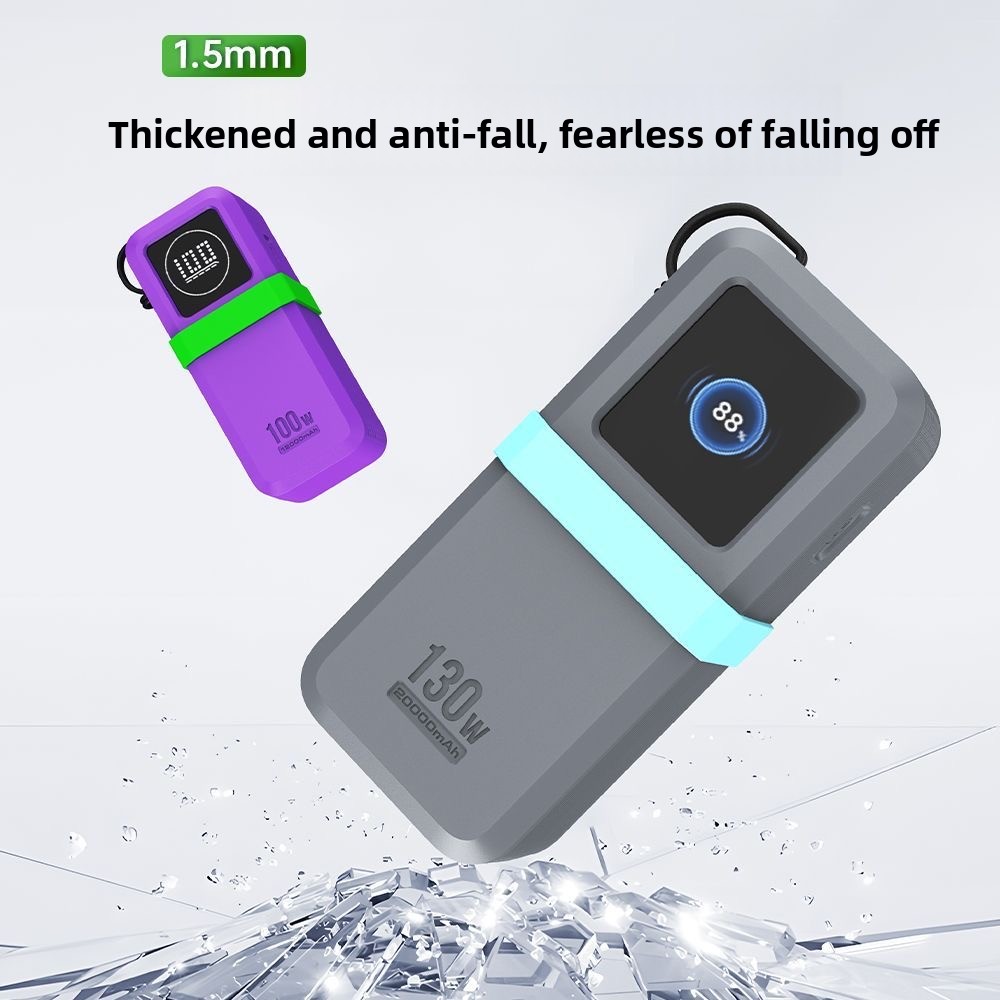 For Ugreen 130W/100W 20000mAh Power Bank Portable Travel-Friendly With Data Cable Storage & Anti Silicone Case