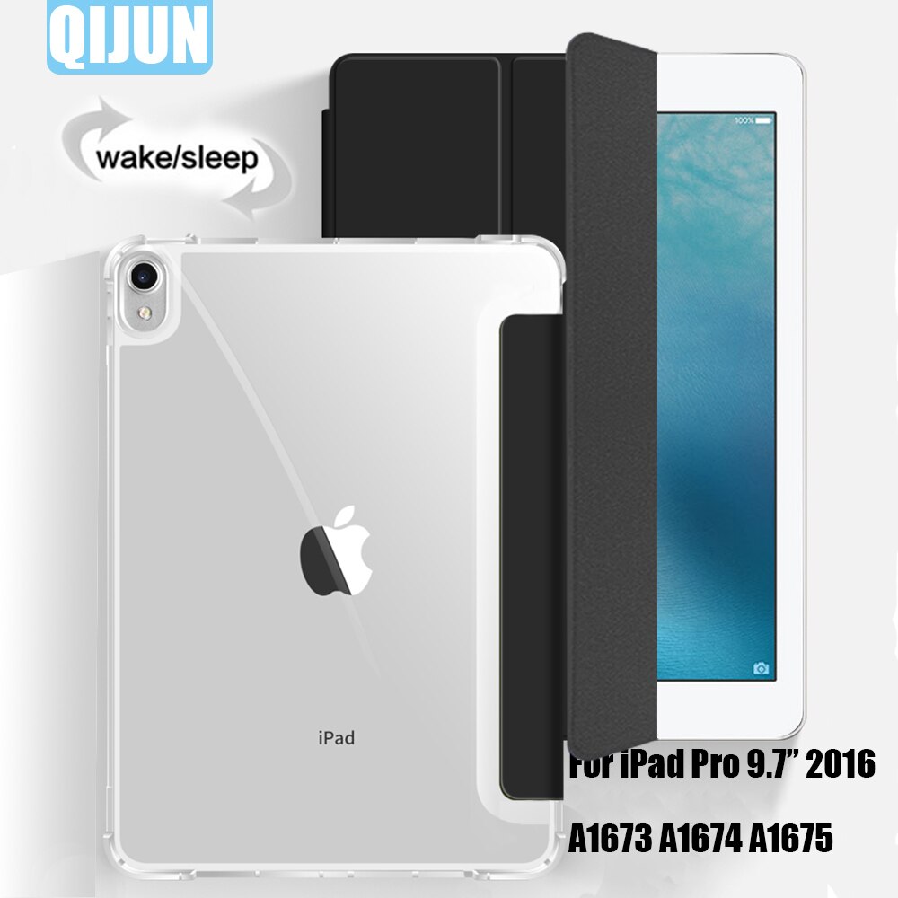 Tablet fall für Apple ipad Pro 9,7 Smart schlaf wake up Tri-falten Voller Protective flip-cover ständer für A1673 A1674 A1675