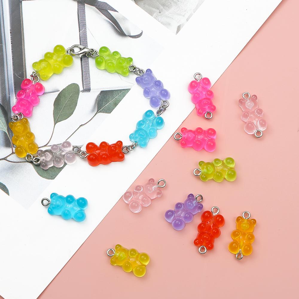 Heißer 8/10 stücke Süssigkeit Bär Nette Harz Reize DIY Patch Erkenntnisse Gummy Ohrringe Keychain Halskette Anhänger Schmuck Dekor Zubehör