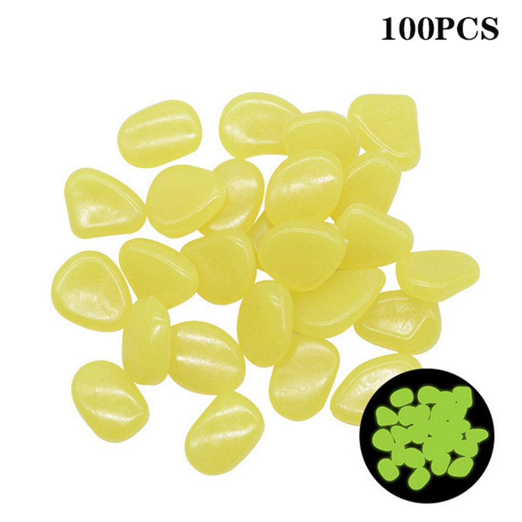 100 sztuk świecące w ciemności kamienie świecące kamienie fluorescencyjne jasne kamyki świecące kamienie robić akwarium dekoracje ogrodowe gorący: żółty