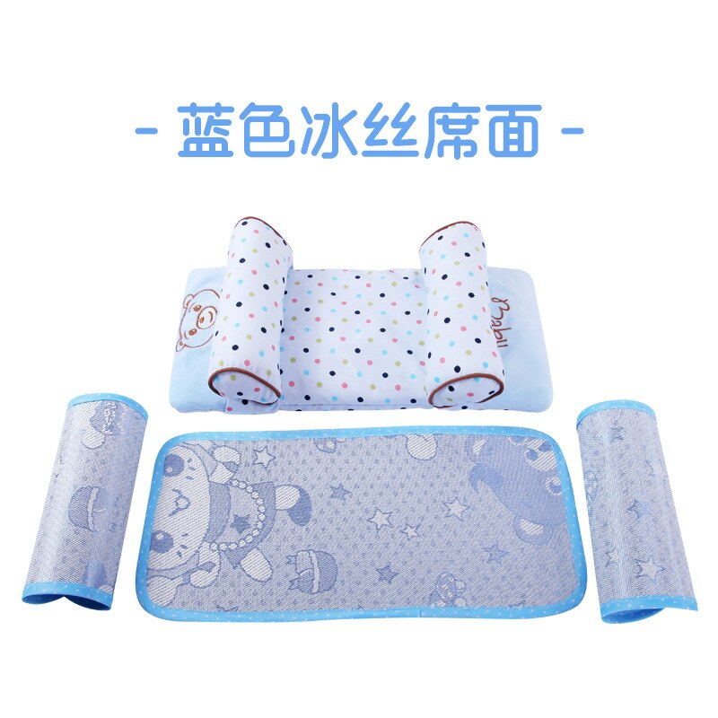 Baby Cotton Newborn Correction Anti-Partial Head Buckwheat Pillow Infant Nursing Anti-Vomiting Feeding Multifunctional Pillow: Blue 1