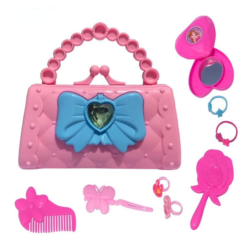 Rosa freundlicher Prinzessin Tasche Mädchen Spielen Haus Handtasche Kleine Mädchen Kosmetik Tasche Nette Mini Tasche Spielzeug für Mädchen: Rosa-A