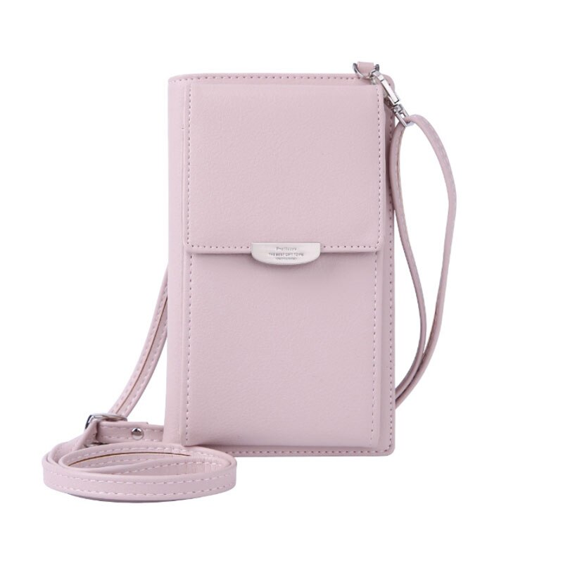 UHHBCCR Women Wallet Brand Cell Phone Wallet Big Card Holders Wallet Handbag Purse Clutch Messenger Shoulder Straps Bag: Pink