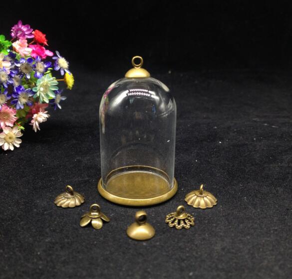 20 stk 38*25mm klokkeglas form bronze forgyldt glas globus klassisk bundhætte sæt glas hætteglas vedhæng håndlavet tom krystal fund: Tilfældig blanding