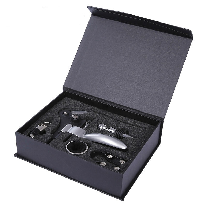 Premium 5-piece konijn stijl screwpull wijn opener + schenker, folie Snijder, Stopper en Ring, Perfect