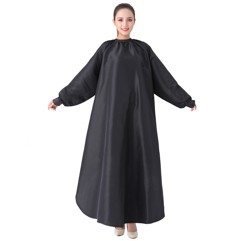Salon Hair Styling Cape Hair Cutting Coloring Waterproof anti-static Hairdresser With sleeves Barber Gowns Apron: Black