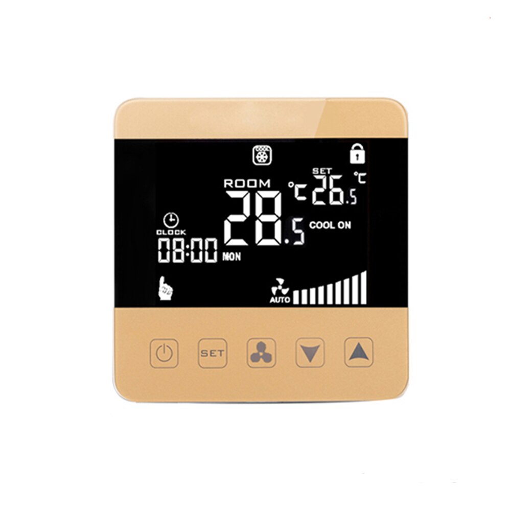 220V programmable Air conditioner thermostat-2P 4Pheating and cooling controller,black / white / gold panel optional: W08AC-3-4P