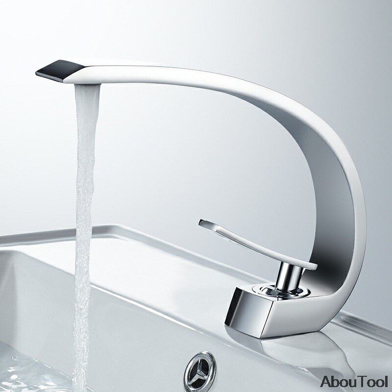 Basin Faucet Modern Bathroom Mixer Tap Black/Chrome Wash Basin Faucet Single Handle and Cold Waterfall Faucet Bathroom Kitch