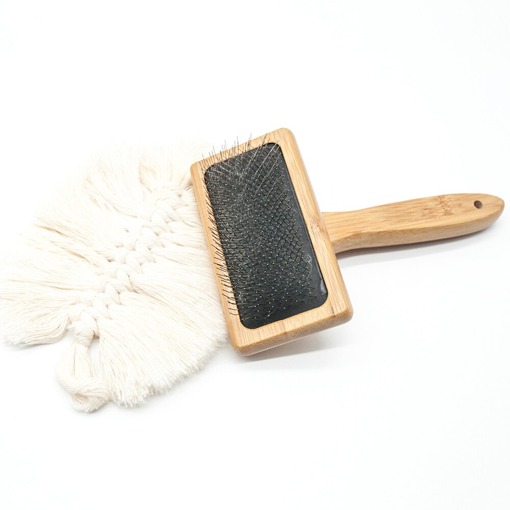Tapijt Kwastje Borstel Macrame Tapijt Wandtapijt Weven Katoenen Touw Weven Kam Huisdier Dematting Diy Open Knoop Kaarden Kam Gereedschap